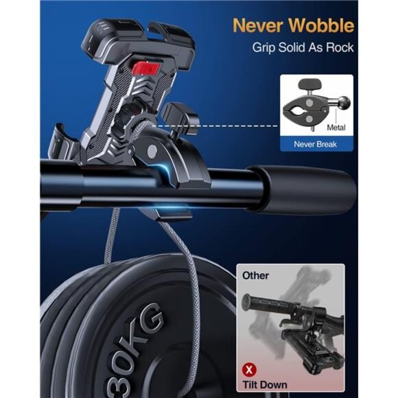 Motorcycle Phone Mount Holder 150mph Wind Anti-Shake,7.2inch Big Phone Friendly - Picture 3 of 7